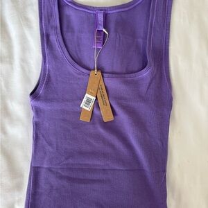 Purple Scoop Neck Sleeveless Tank Top